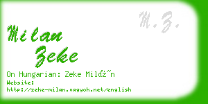 milan zeke business card